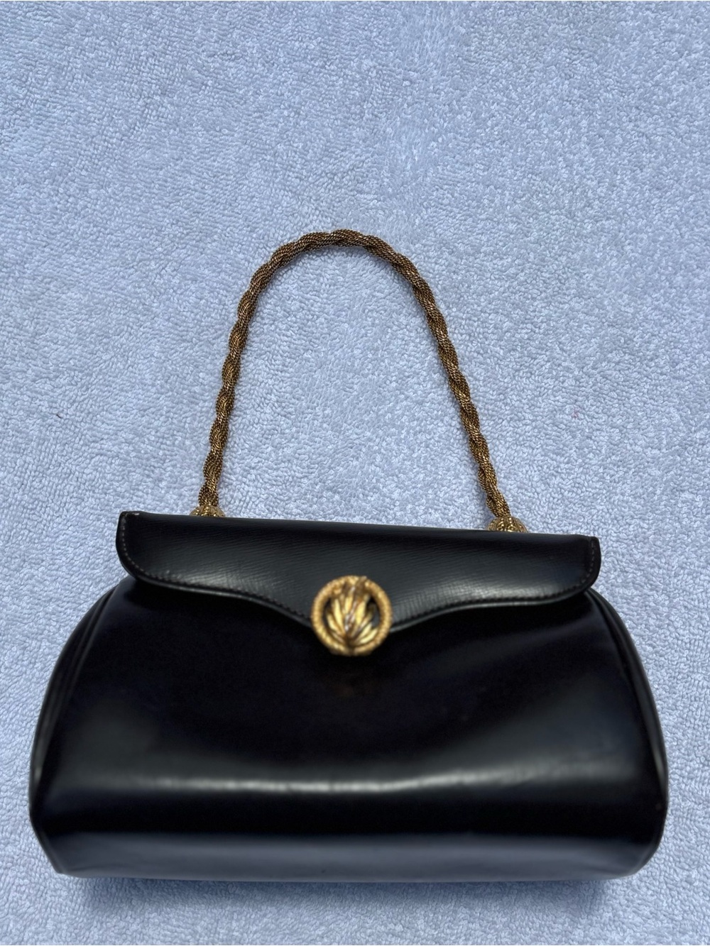 Dofan of France Vintage Brown Leather Bag Gold Flower Clasp - Picture 2 of 14